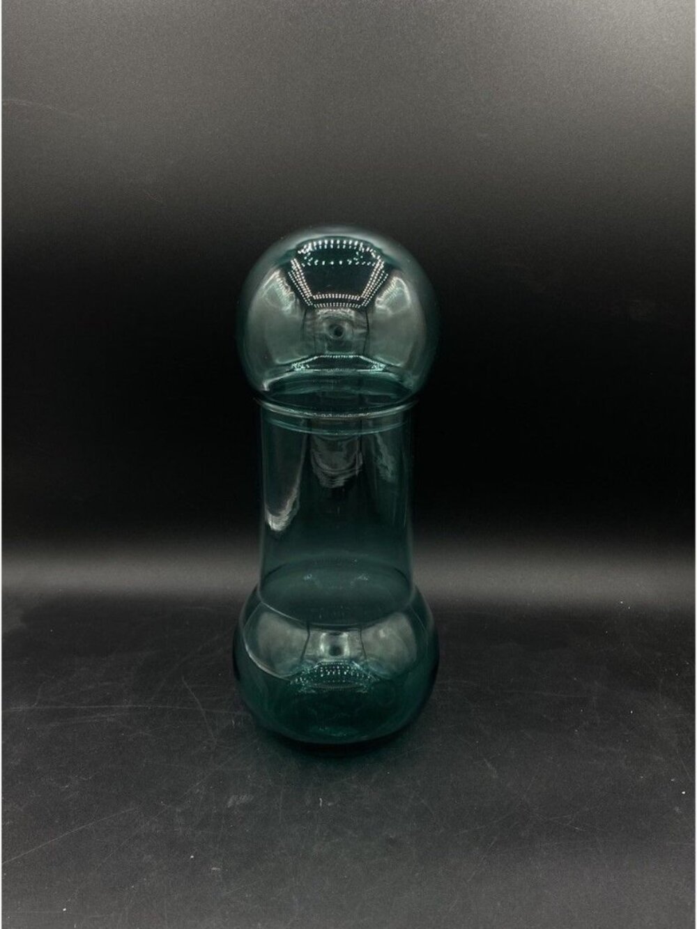 Teal Blue Bubble Top Empoli Apothecary Glass 11” Jar Vintage ￼